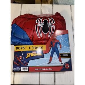 NEW Marvel SPIDER-MAN Padded Jumpsuit Costume & Fabric Mask size L (10/12) NWT